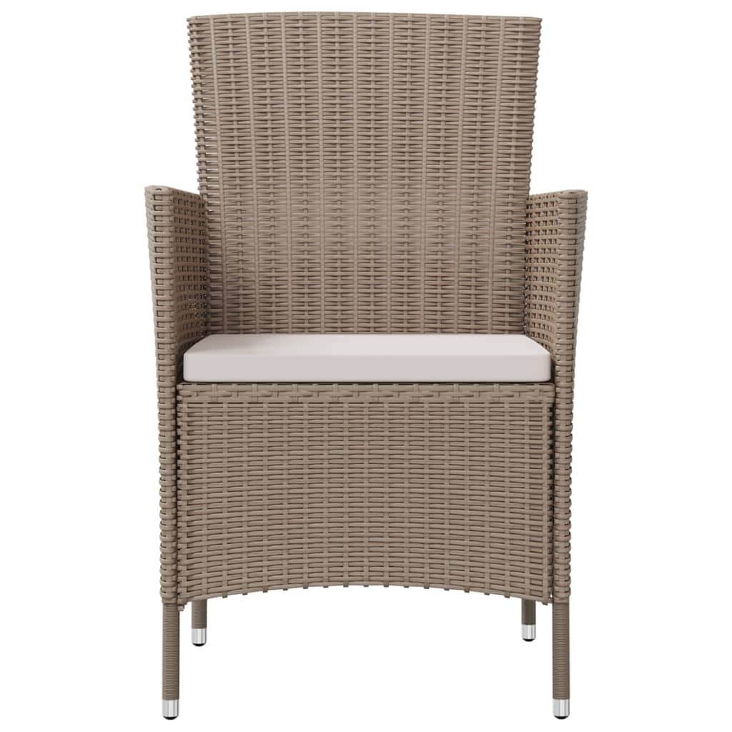udendørs spisebordssæt 3 dele med hynder polyrattan beige
