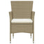 spisebordssæt til haven med hynder 5 dele polyrattan beige