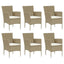 spisebordssæt til haven med hynder 7 dele polyrattan beige