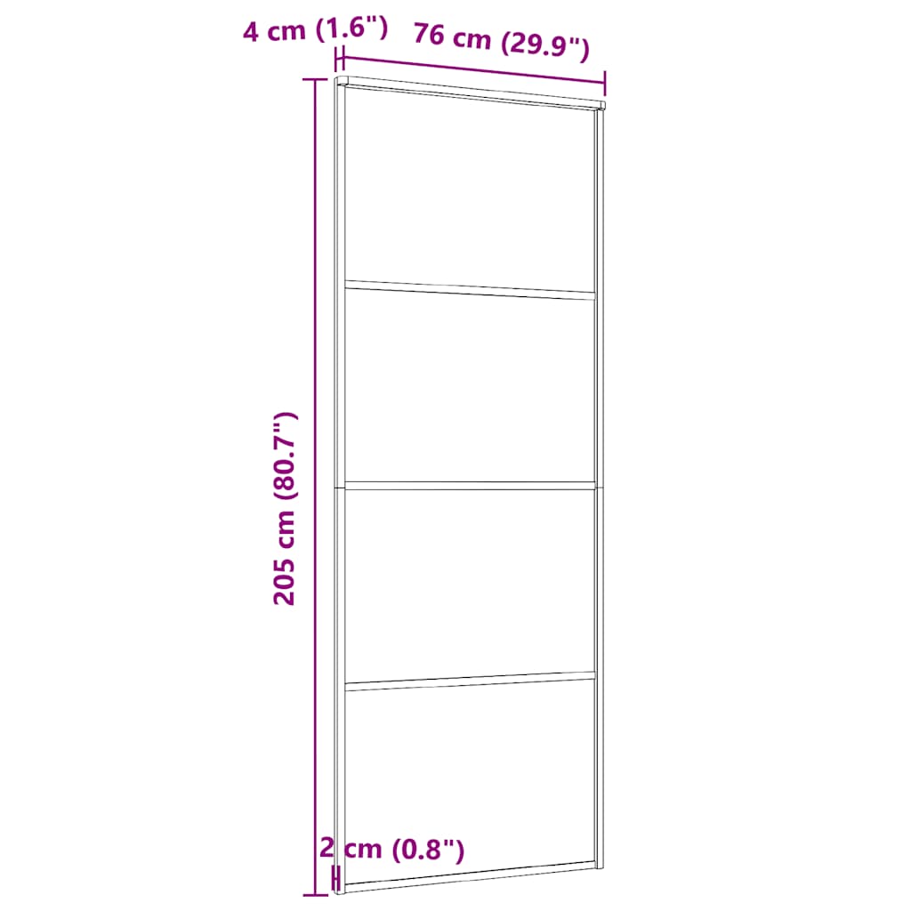 skydedør 76x205 cm hærdet glas og aluminium hvid