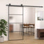 skydedør 90x205 cm hærdet matteret glas og aluminium sort