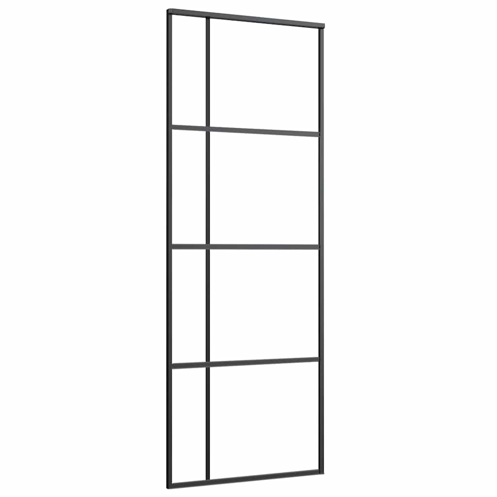 skydedør 76x205 cm hærdet matteret glas og aluminium sort