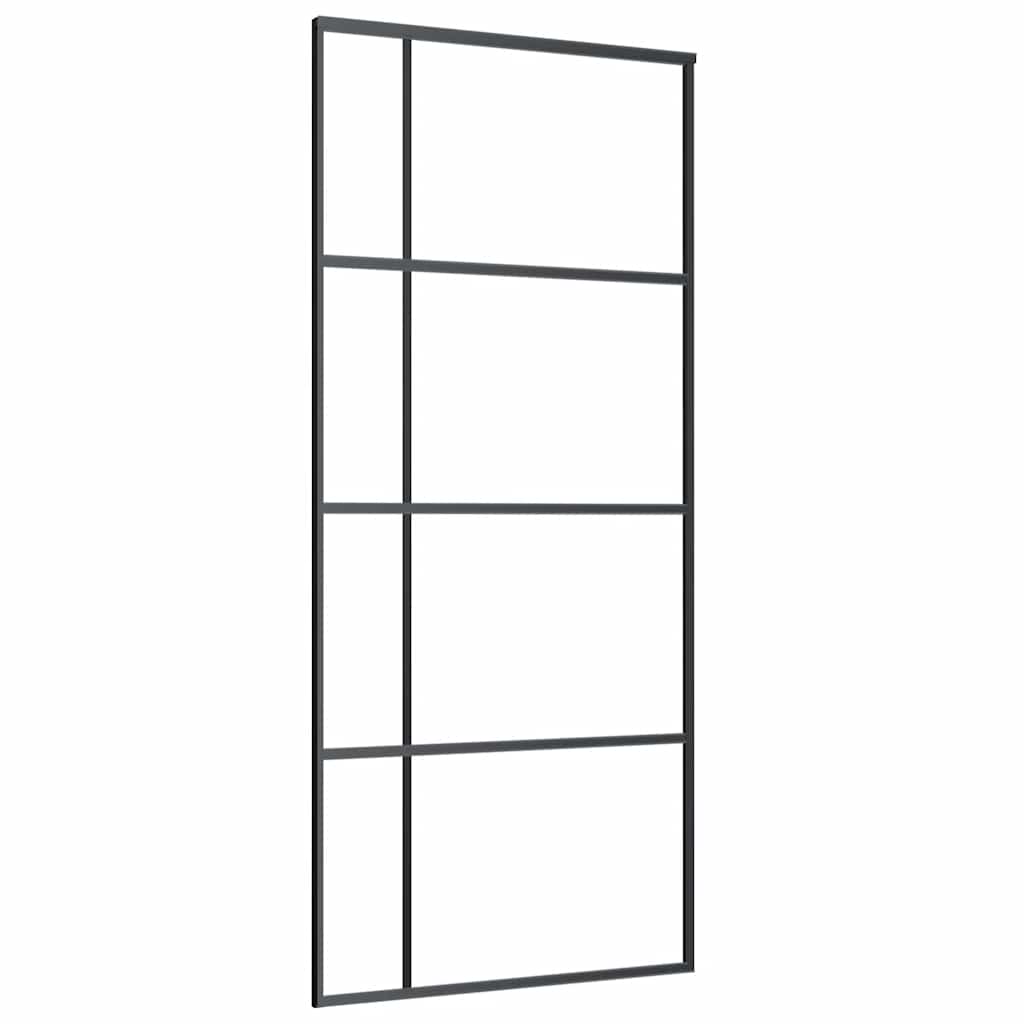 skydedør 90x205 cm hærdet glas og aluminium sort