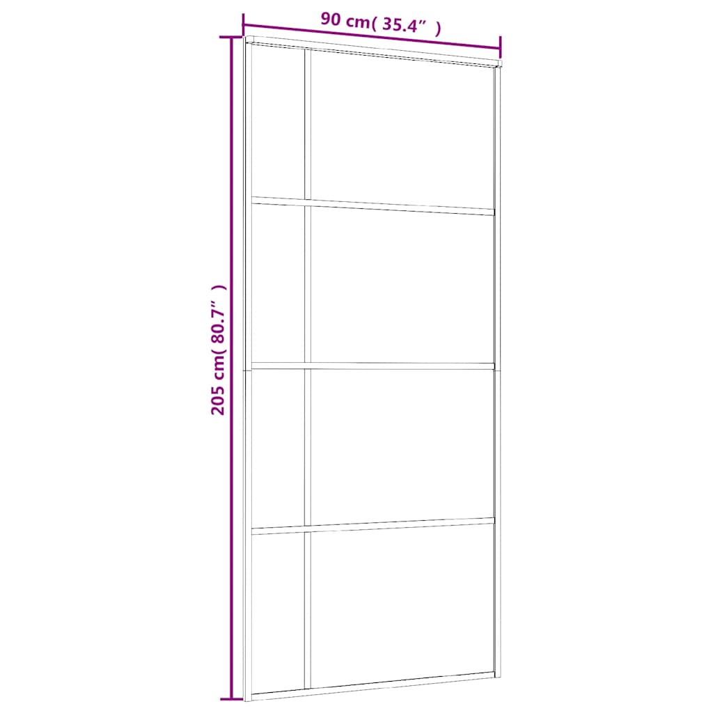 skydedør 90x205 cm hærdet glas og aluminium sort