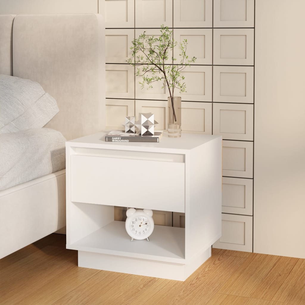 sengebord 45x34x44 cm konstrueret træ hvid billede