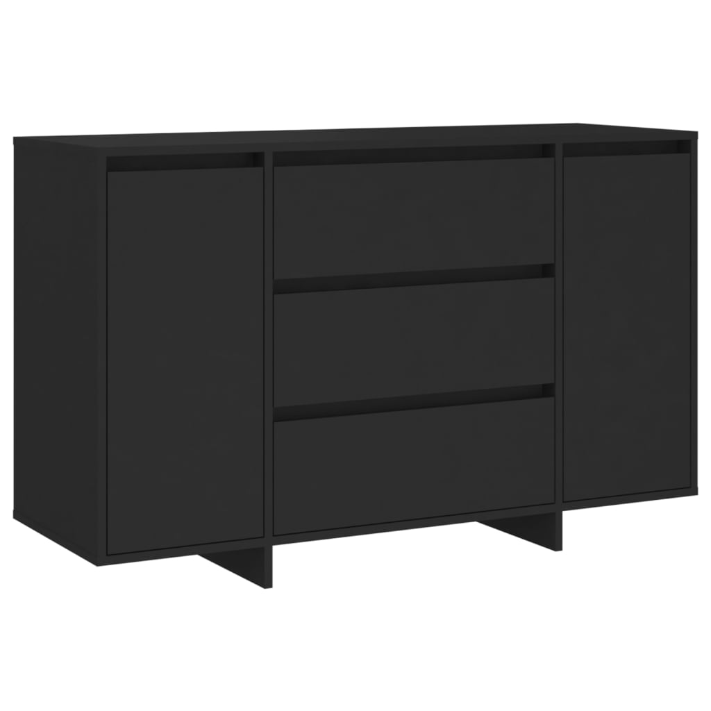 skænk med 3 skuffer 120x41x75 cm konstrueret træ sort