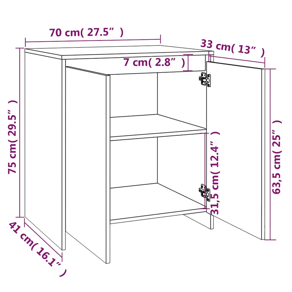 skænk 70x41x75 cm konstrueret træ sonoma-eg