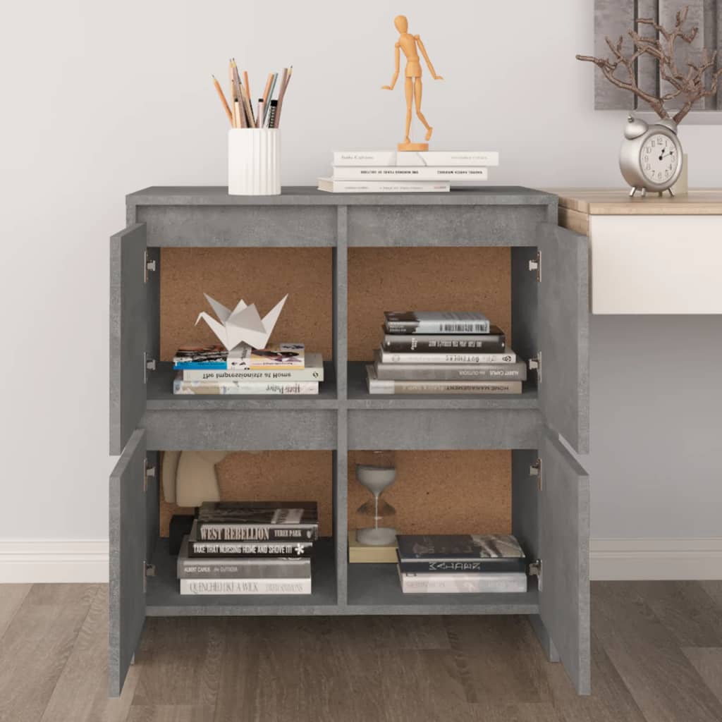skænk 70x41x75 cm konstrueret træ betongrå