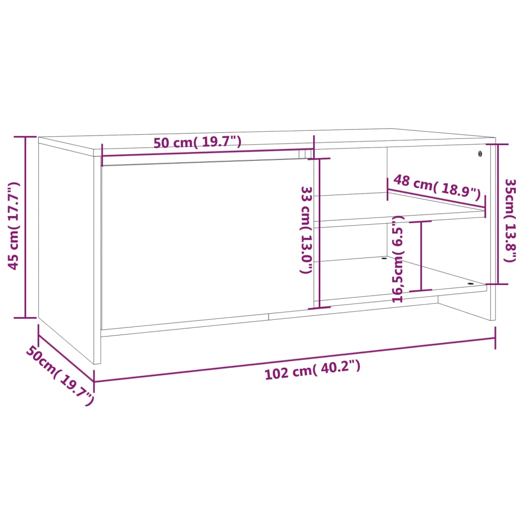 sofabord 102x50x45 cm konstrueret træ betongrå