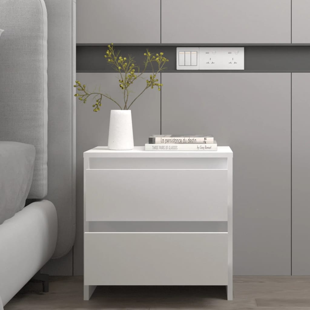 sengebord 45x34,5x44,5 konstrueret træ hvid billede