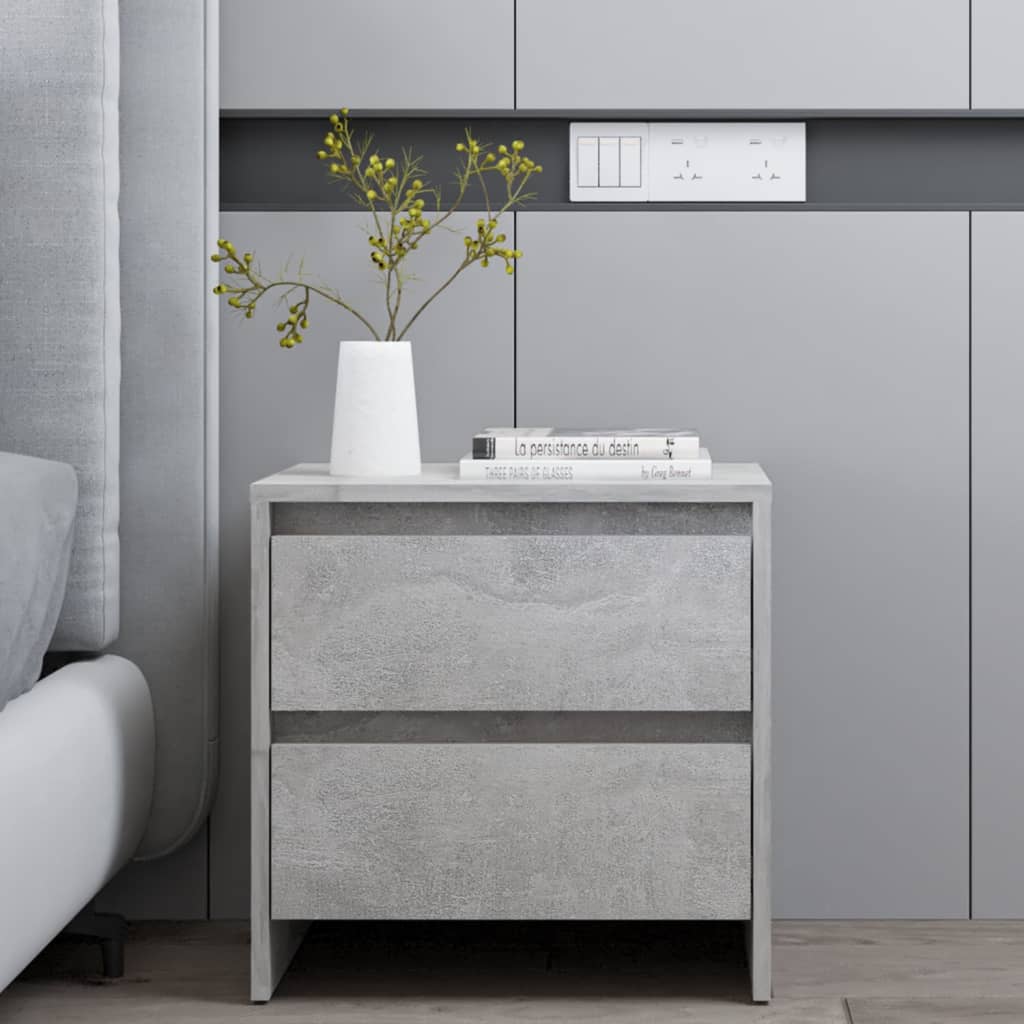 sengebord 45x34,5x44,5 konstrueret træ betongrå billede