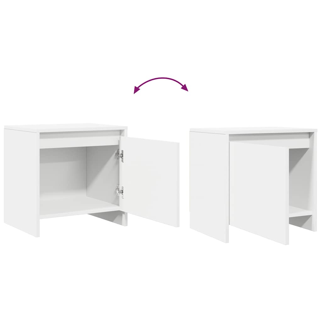 sengeborde 2 stk. 45x34x44,5 cm konstrueret træ hvid