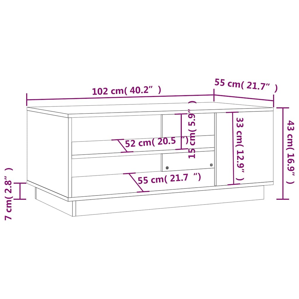 sofabord 102x55x43 cm konstrueret træ sort