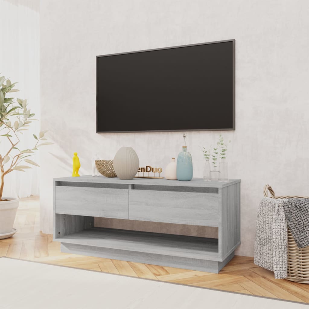 tv-bord 102x41x44 cm konstrueret træ grå sonoma-eg