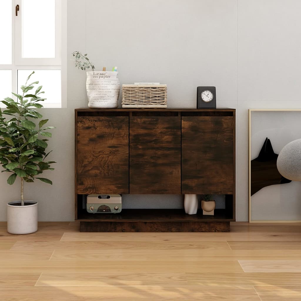 skænk 97x31x75 cm konstrueret træ røget egetræsfarve