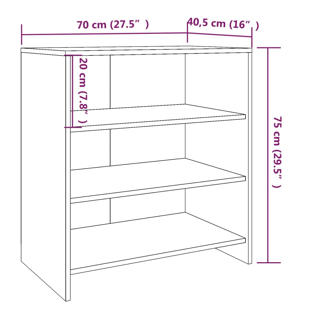 skænk 70x40,5x75 cm konstrueret træ sonoma-eg