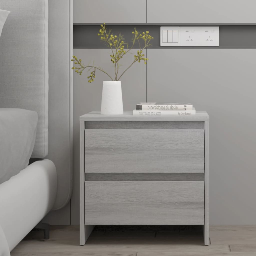sengebord 45x34,5x44,5 cm konstrueret træ grå sonoma-eg billede