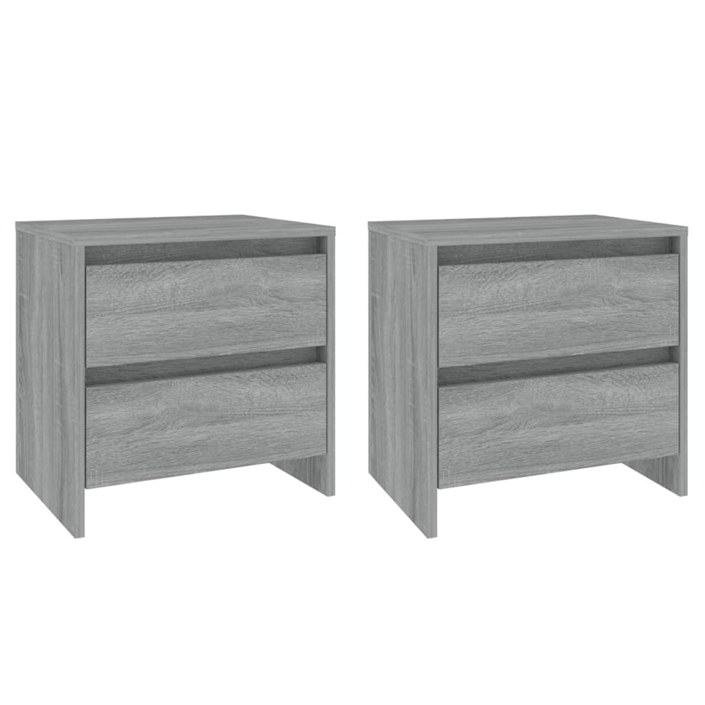 sengeborde 2 stk. 45x34,5x44,5 cm konstrueret træ grå sonoma-eg
