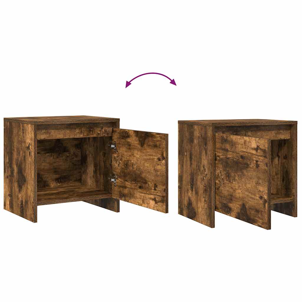 sengebord 45x34x44,5 cm konstrueret træ røget egetræ