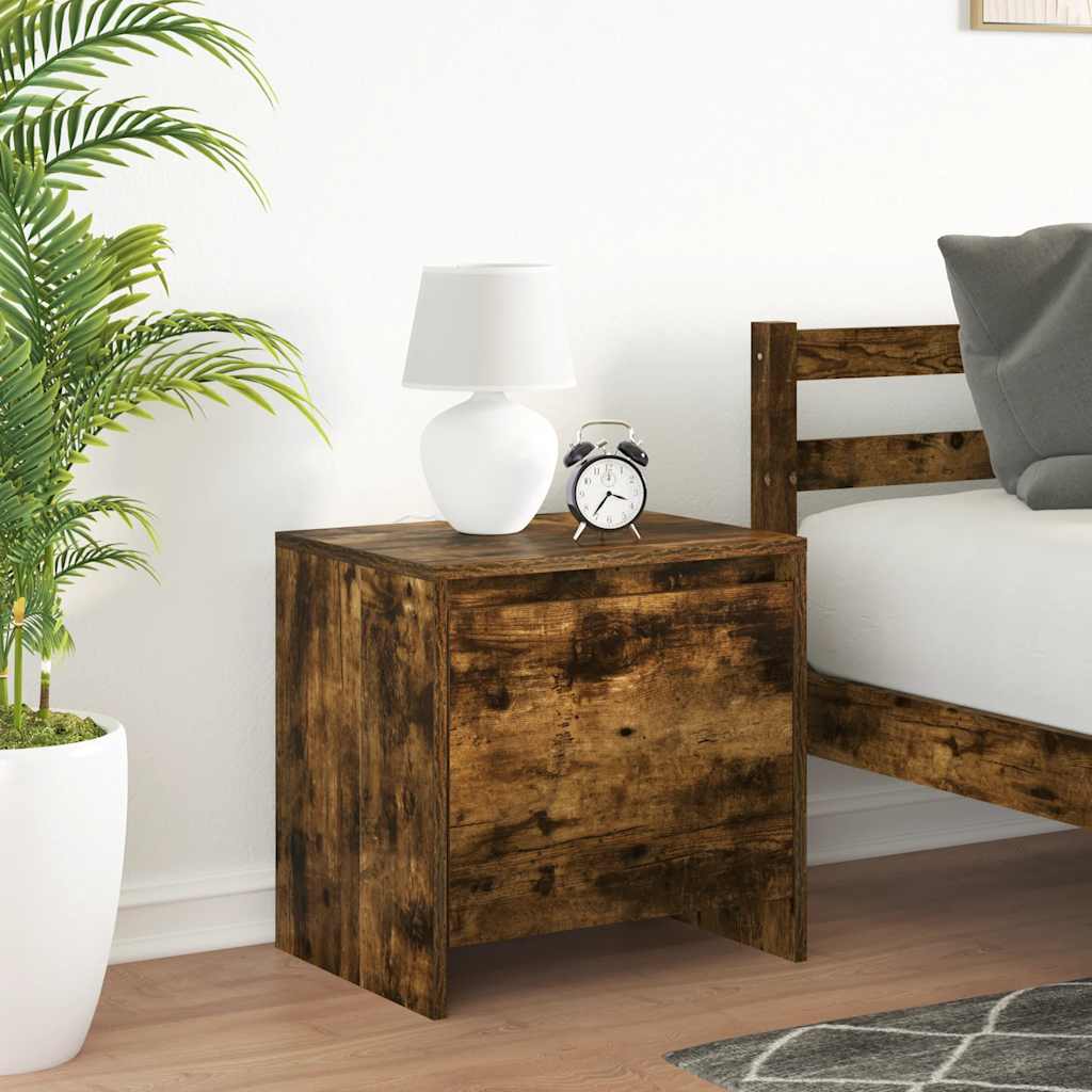 sengebord 45x34x44,5 cm konstrueret træ røget egetræ billede