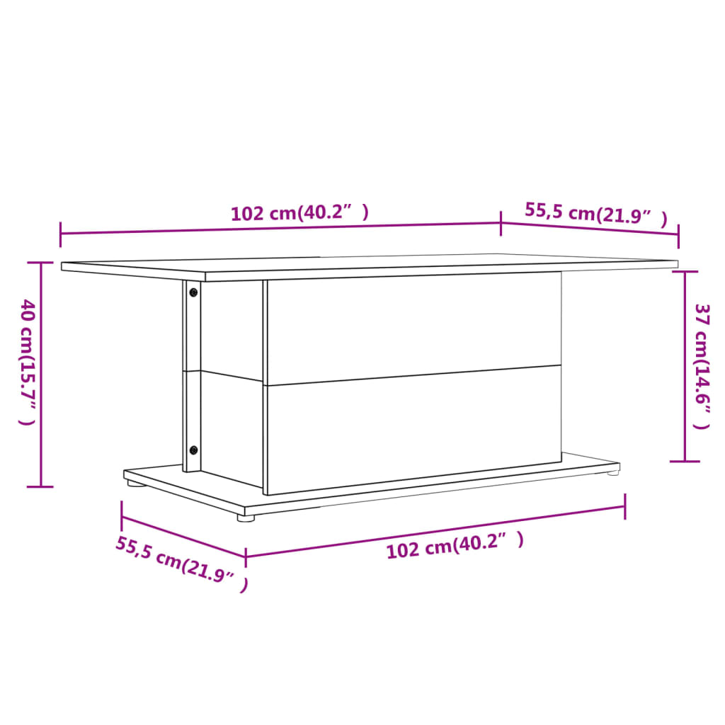 sofabord 102x55,5x40 cm konstrueret træ røget egetræsfarve