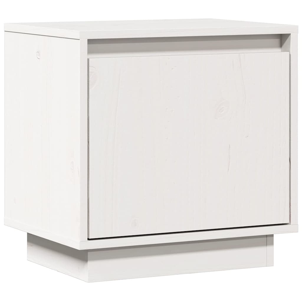 sengebord 40x30x40 cm massivt fyrretræ hvid