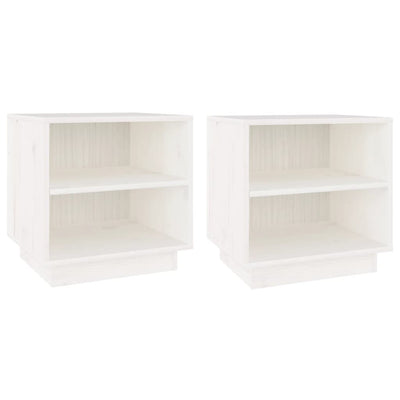 sengeborde 2 stk. 40x34x40 cm massivt fyrretræ hvid