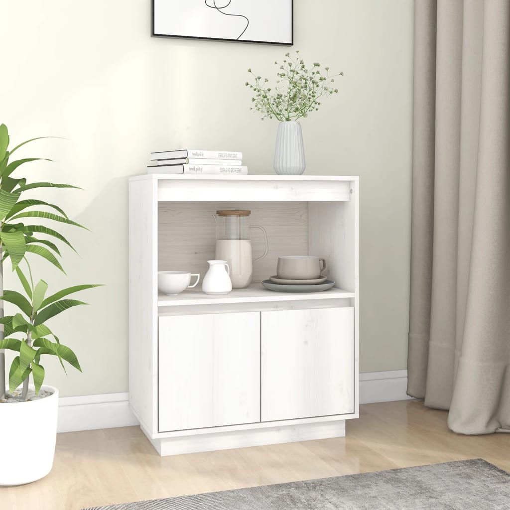 skænk 60x34x75 cm massivt fyrretræ hvid