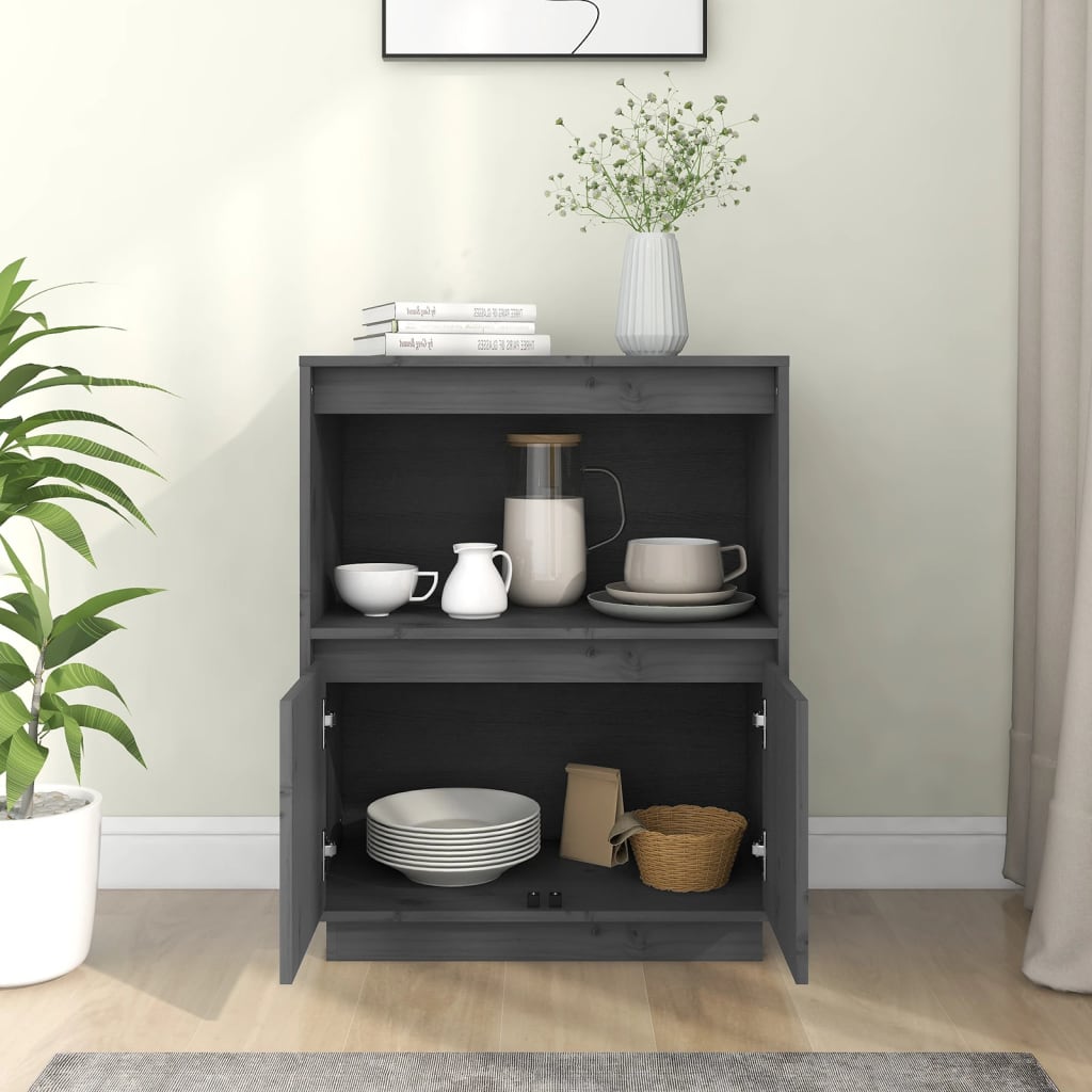 skænk 60x34x75 cm massivt fyrretræ grå