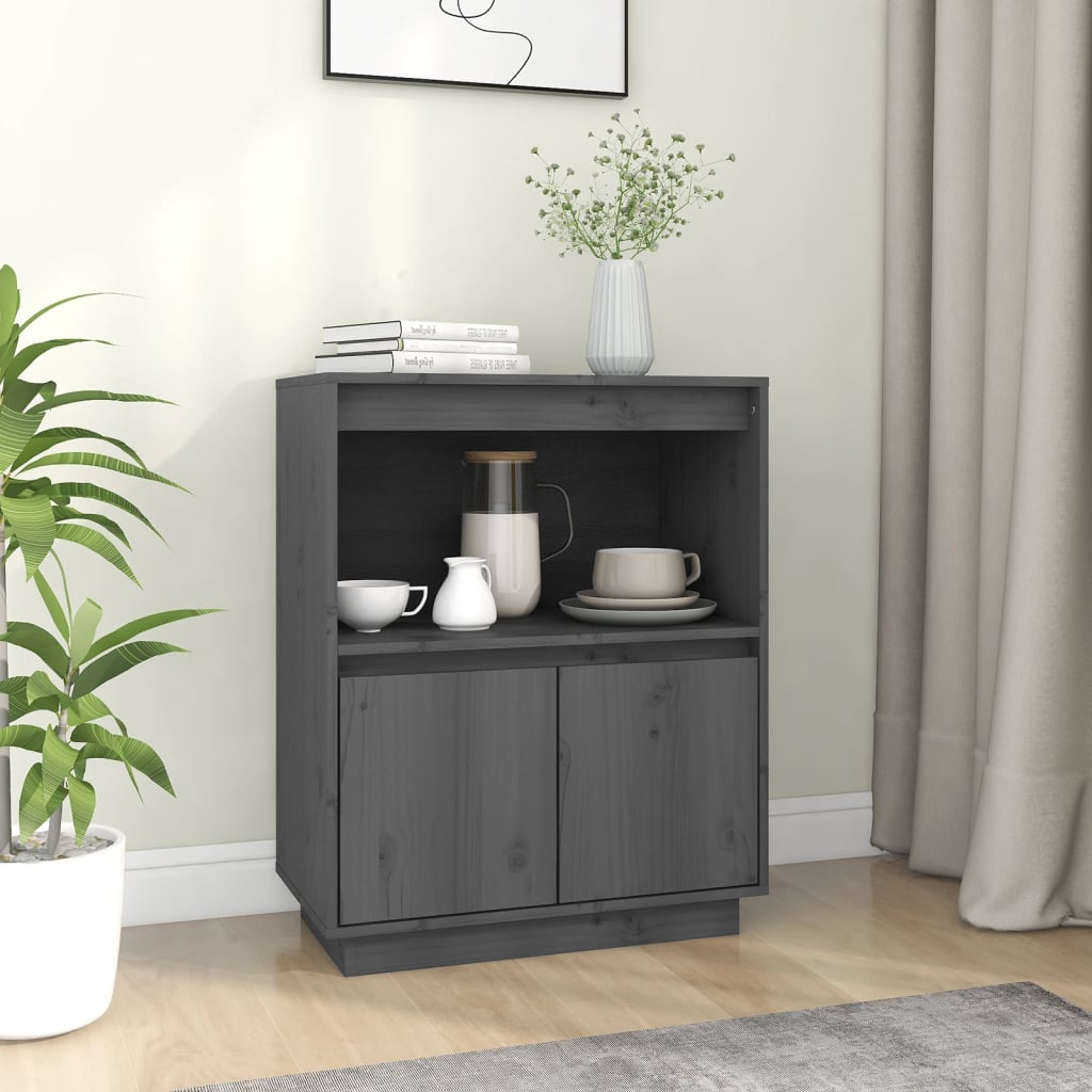 skænk 60x34x75 cm massivt fyrretræ grå