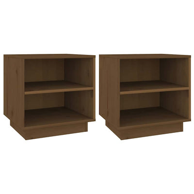 sengeborde 2 stk. 40x34x40 cm massivt fyrretræ gyldenbrun