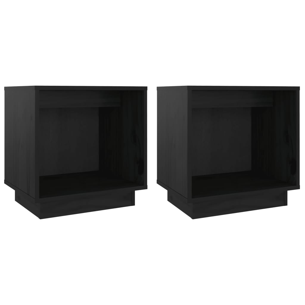 sengeborde 2 stk. 40x30x40 cm massivt fyrretræ sort