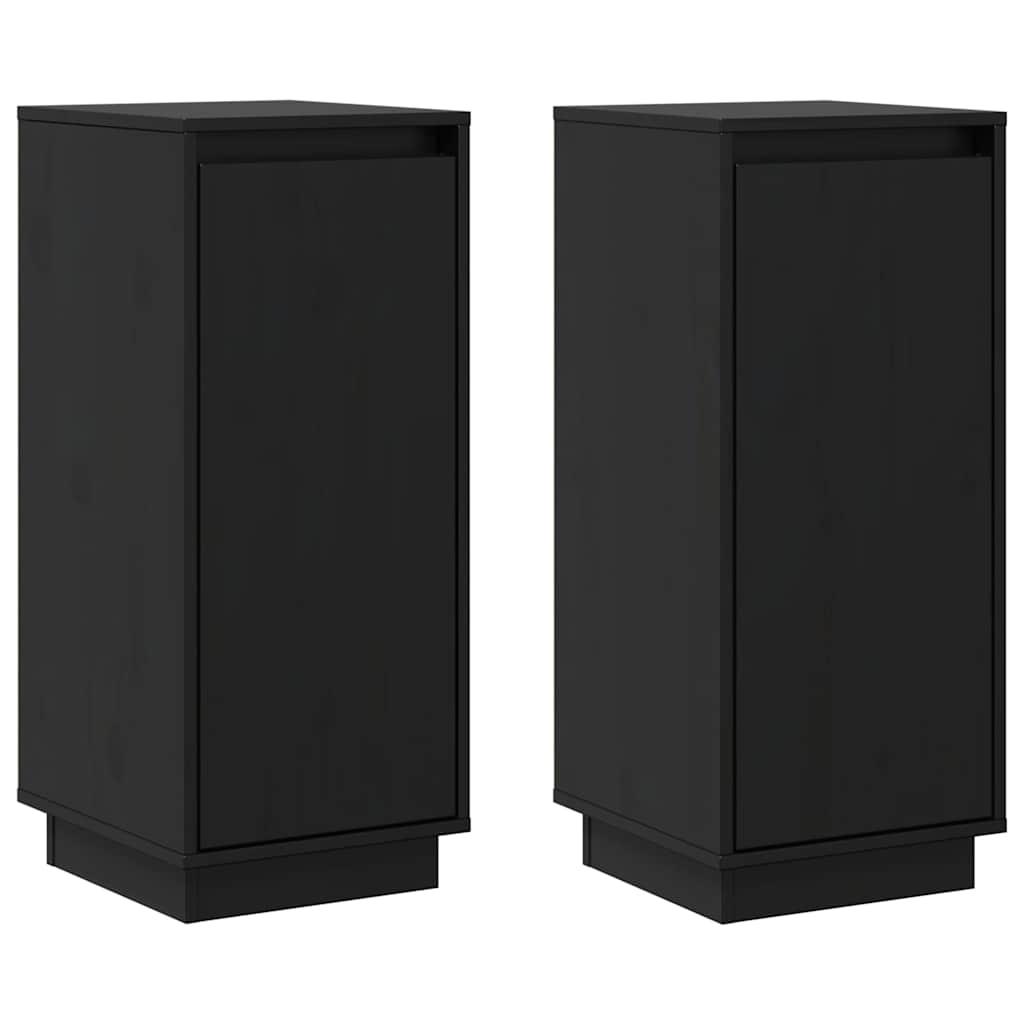 skænke 2 stk. 31,5x34x75 cm massivt fyrretræ sort