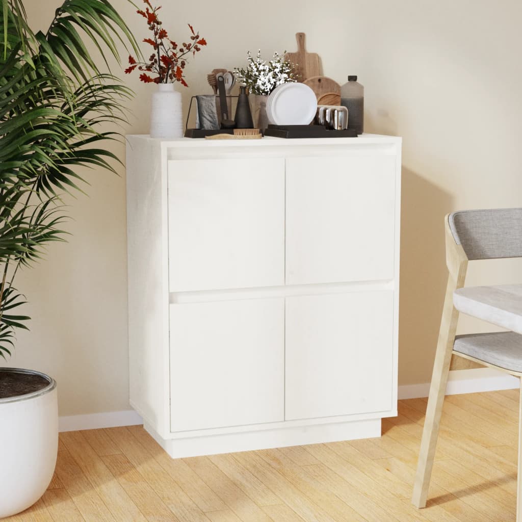 skænk 60x34x75 cm massivt fyrretræ hvid