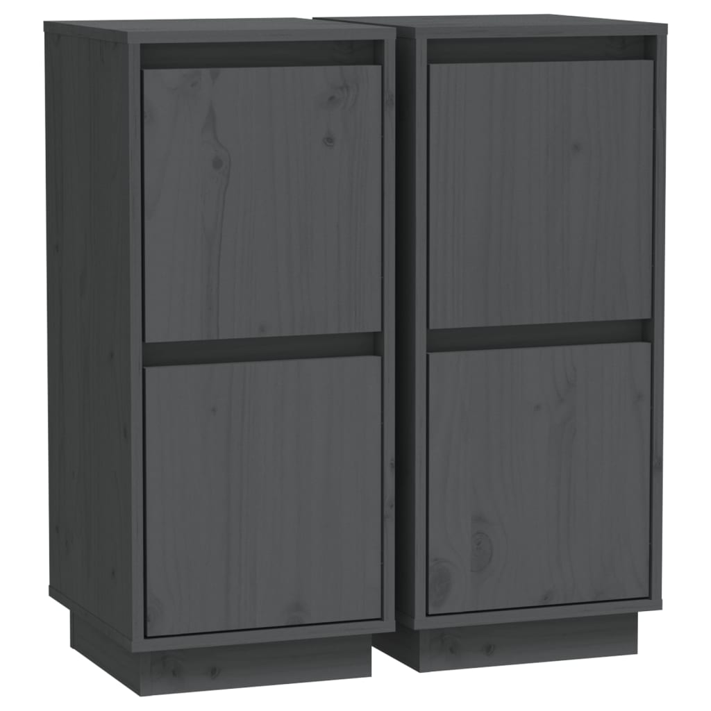 skænke 2 stk. 31,5x34x75 cm massivt fyrretræ grå