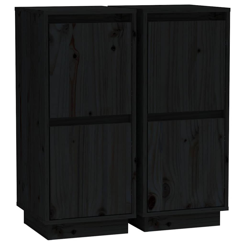 skænke 2 stk. 31,5x34x75 cm massivt fyrretræ sort