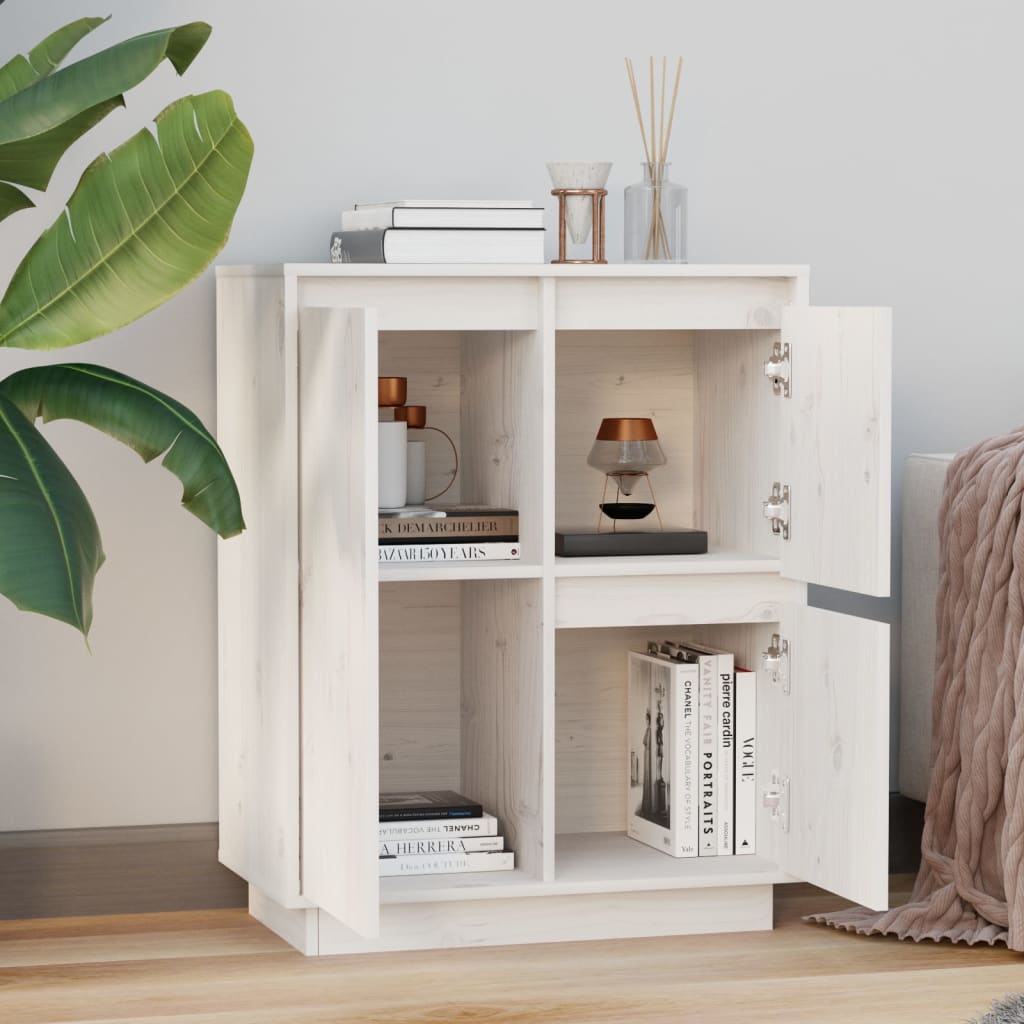 skænk 60x34x75 cm massivt fyrretræ hvid