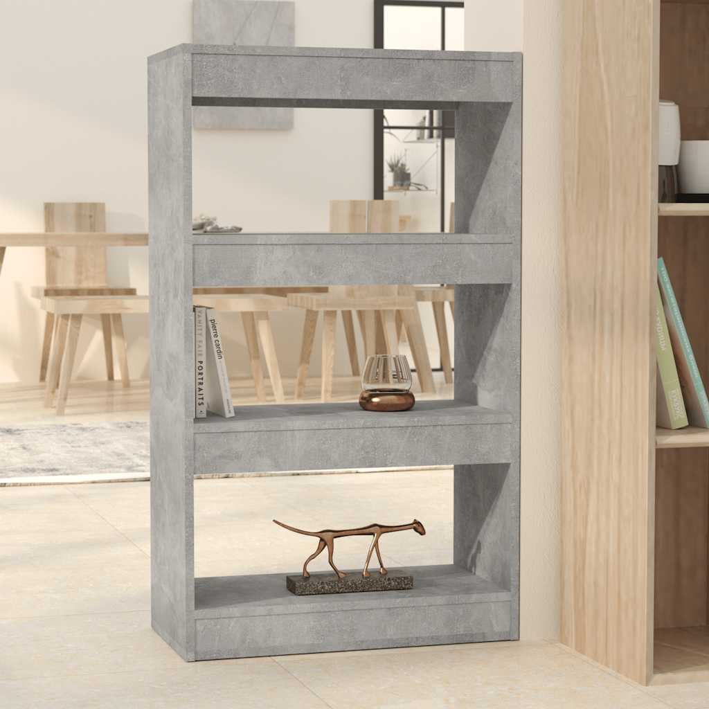 bogreol/rumdeler 60x30x103 cm konstrueret træ betongrå billede