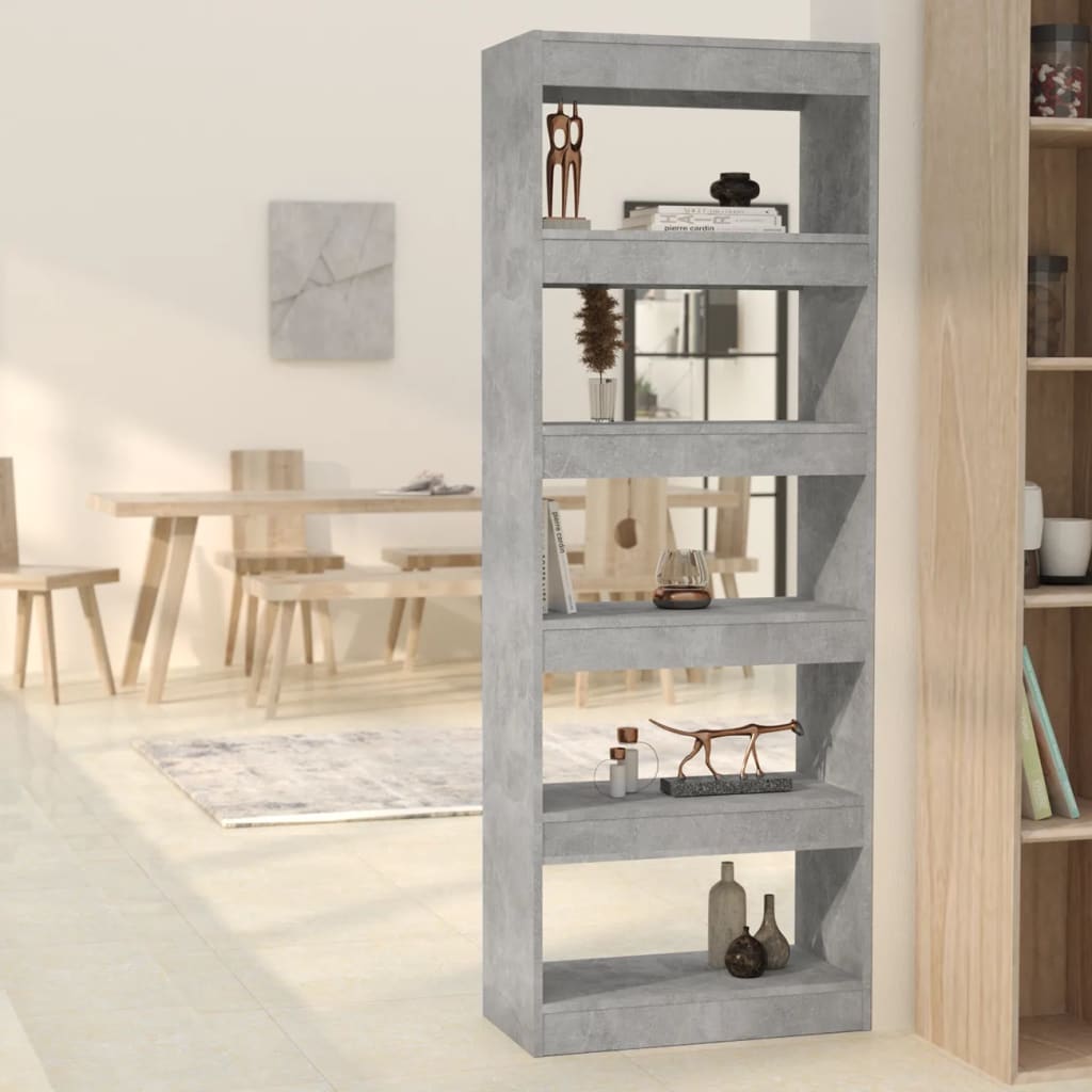 vidaXL bogreol/rumdeler 60x30x166 cm konstrueret træ betongrå