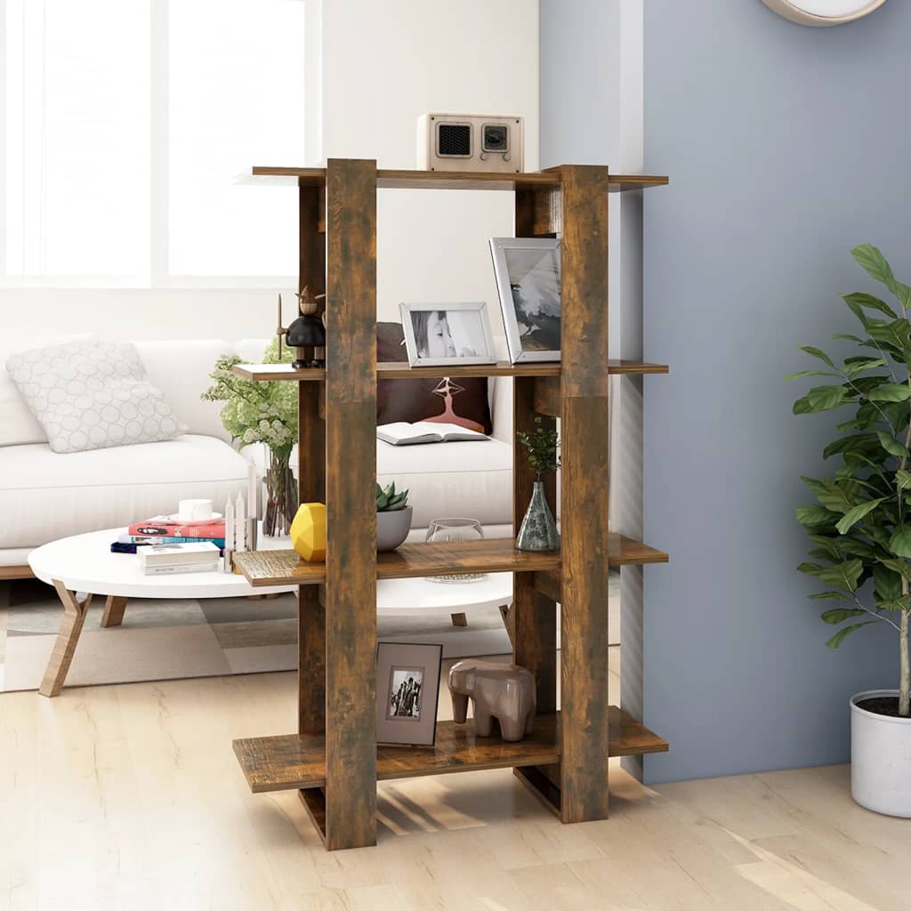 bogreol/rumdeler 80x30x123,5 cm røget egetræ billede