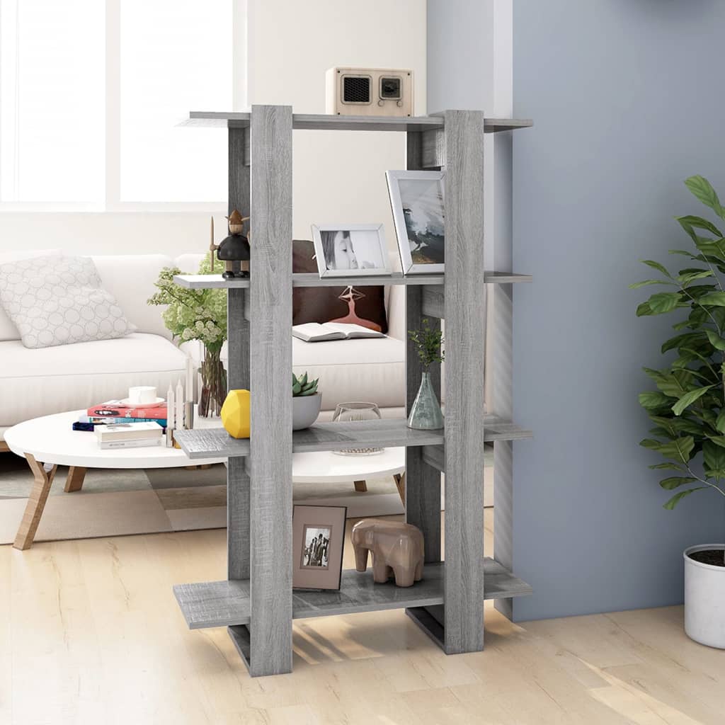 bogreol/rumdeler 80x30x123,5 cm grå sonoma-eg billede