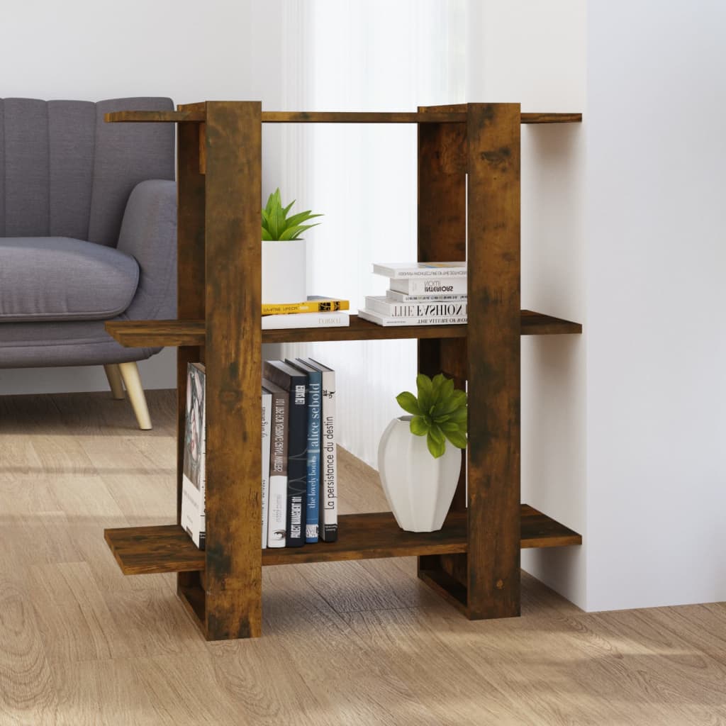 bogreol/rumdeler 80x30x87 cm røget egetræsfarve billede