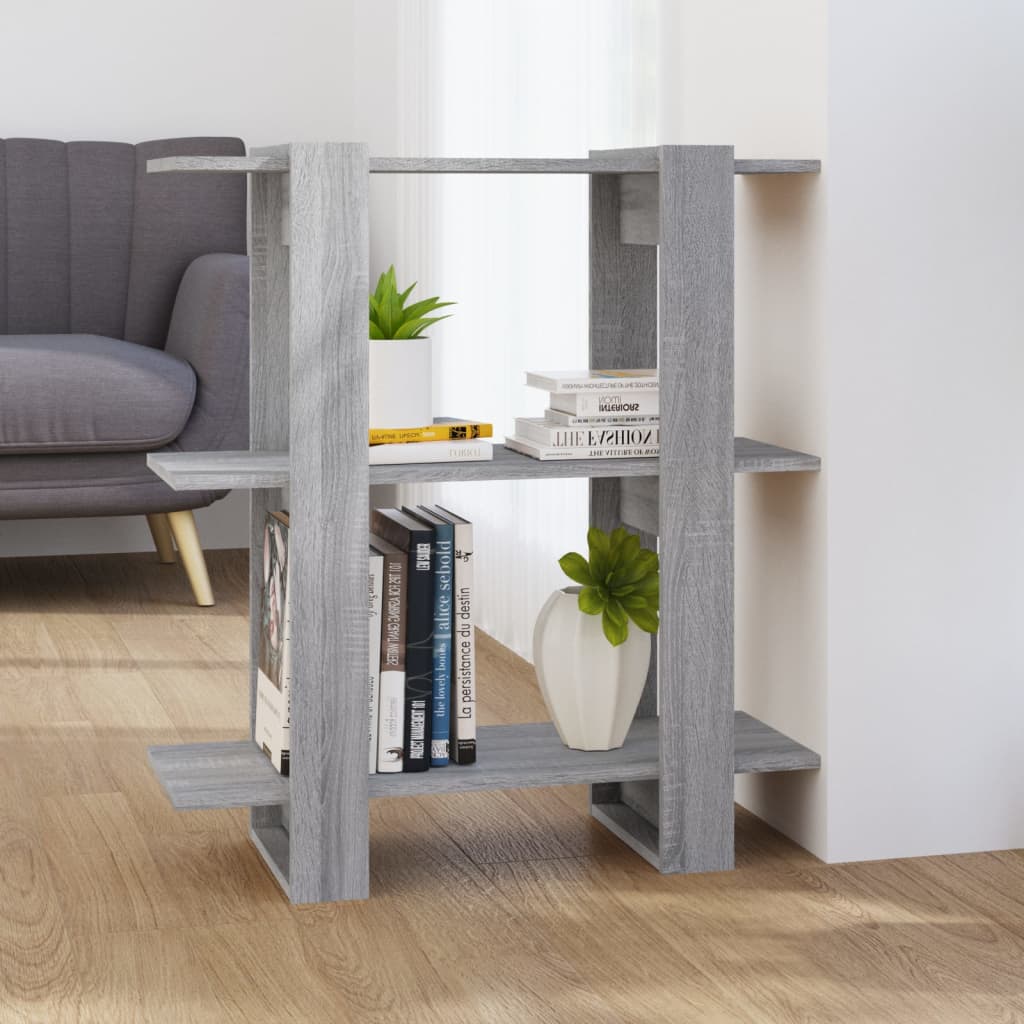 bogreol/rumdeler 80x30x87 cm grå sonoma-eg billede