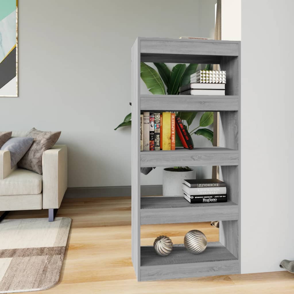 bogreol/rumdeler 60x30x135 cm konstrueret træ grå sonoma-eg billede