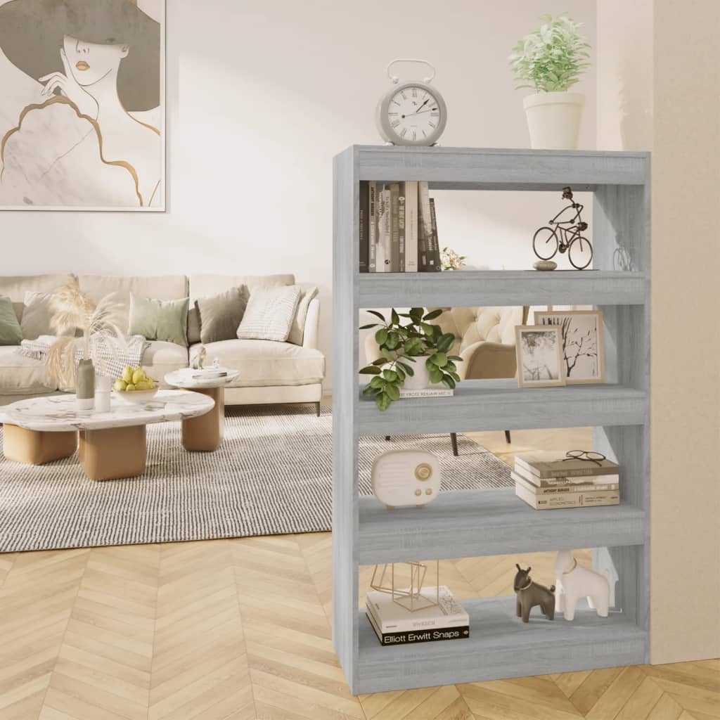bogreol/rumdeler 80x30x135 cm konstrueret træ grå sonoma-eg billede
