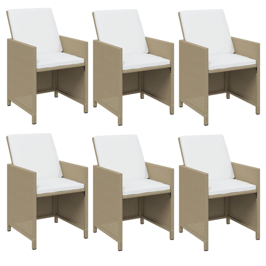 spisebordssæt til haven 7 dele med hynder polyrattan beige
