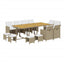 spisebordssæt til haven 13 dele med hynder polyrattan beige