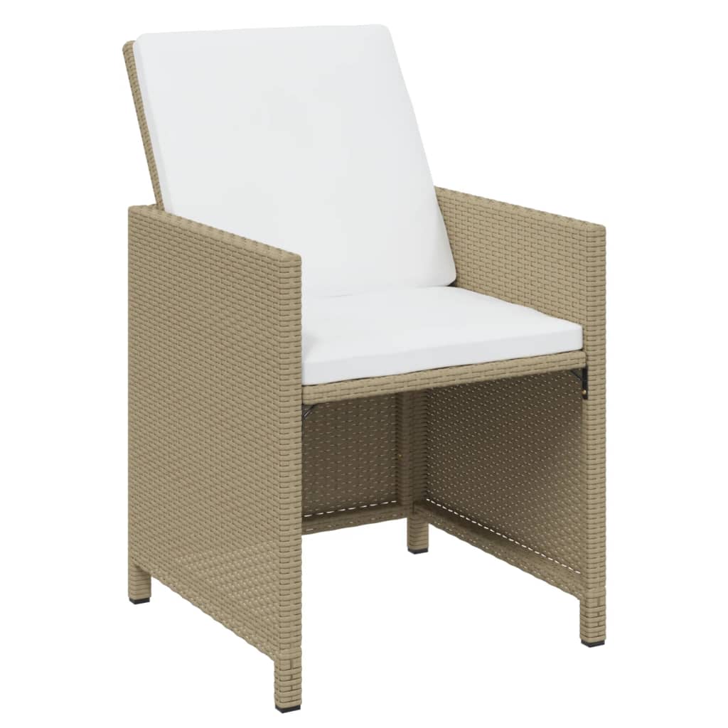 spisebordssæt til haven 19 dele med hynder polyrattan beige