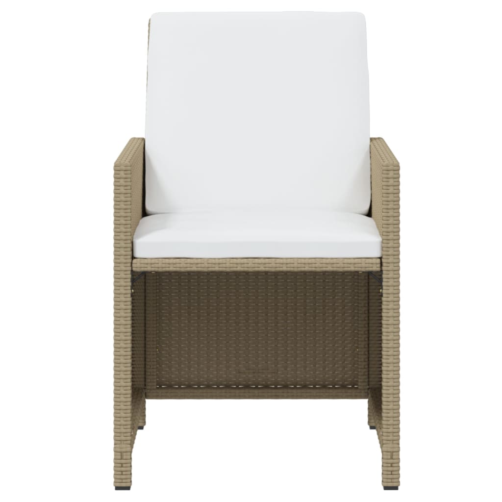 spisebordssæt til haven 17 dele med hynder polyrattan beige