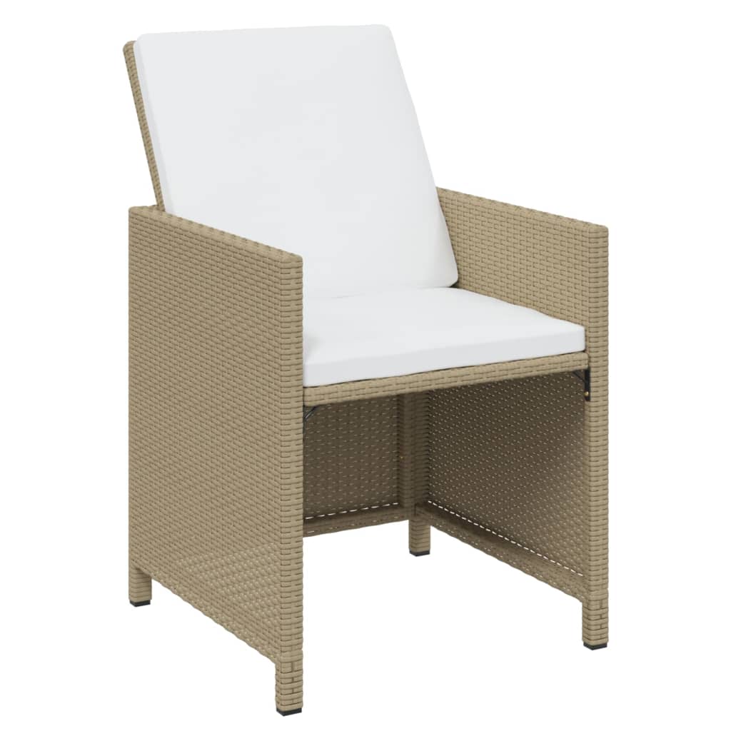 spisebordssæt til haven 21 dele med hynder polyrattan beige